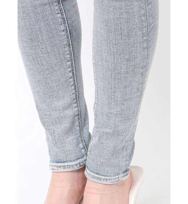 GYDA「ハイウエストフロントZIPベルトデザインスキニーデニムパンツ」|デニム|