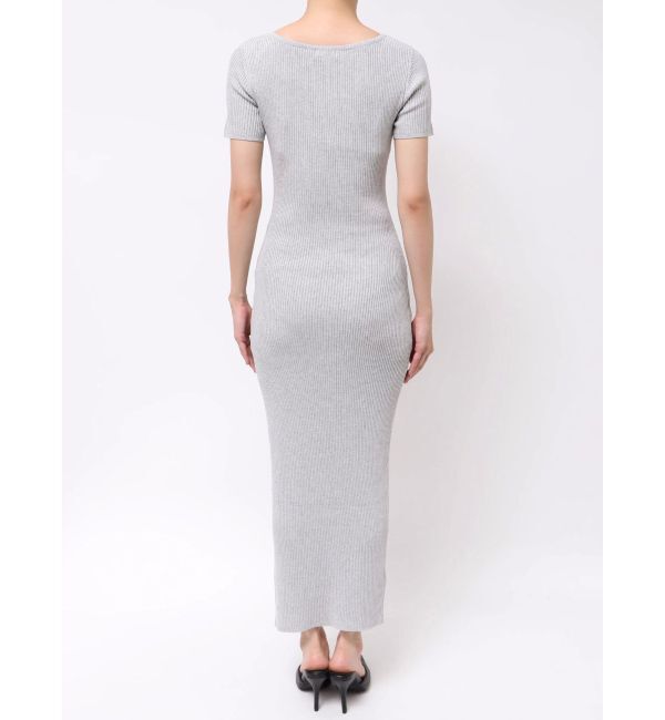 GYDA「GGプレートハーフスリーブLONGニットワンピース」|ワンピース|