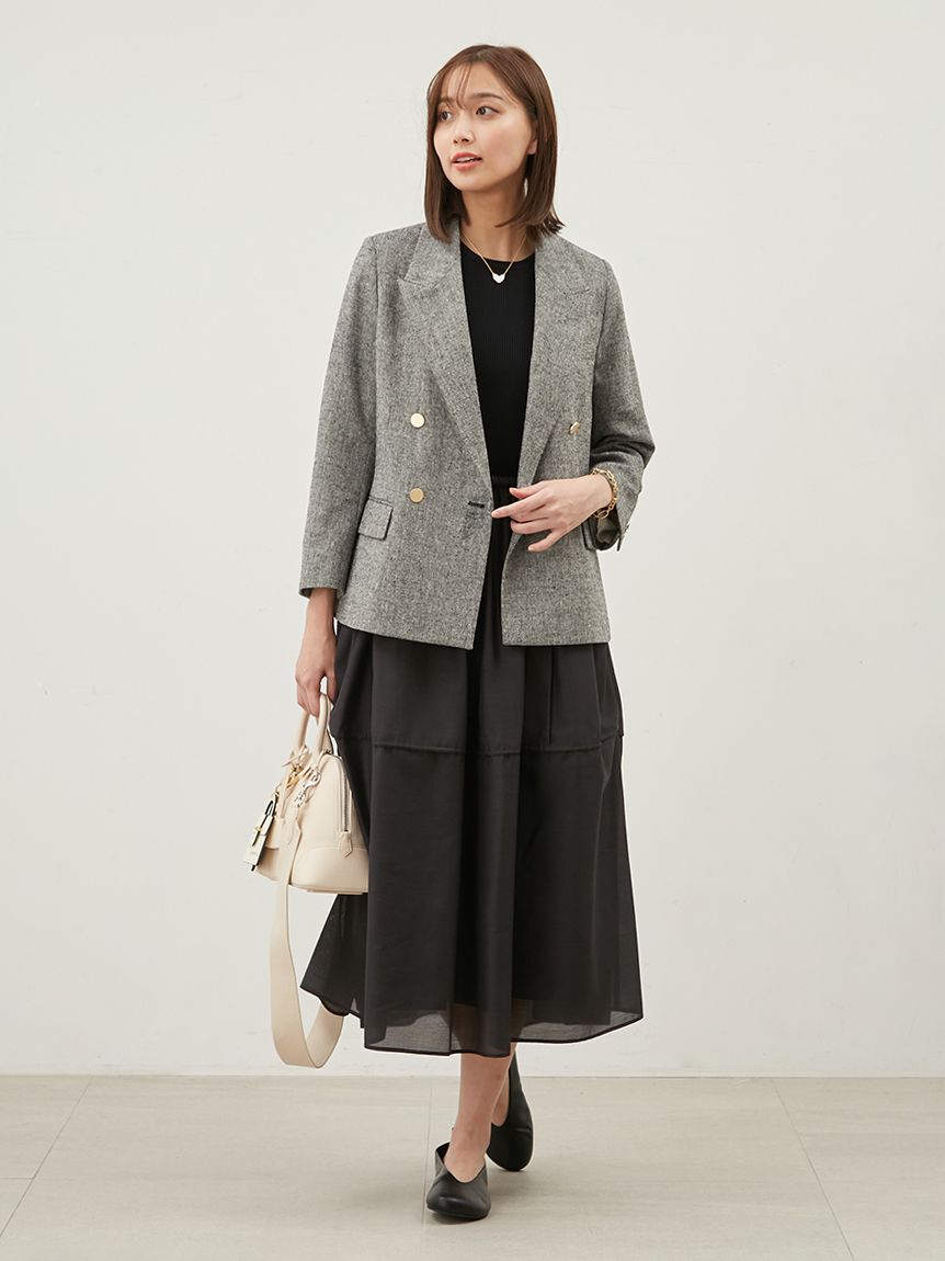 Mila Owen「金釦ダブルブレストツイードブレザー」|テーラードジャケット|