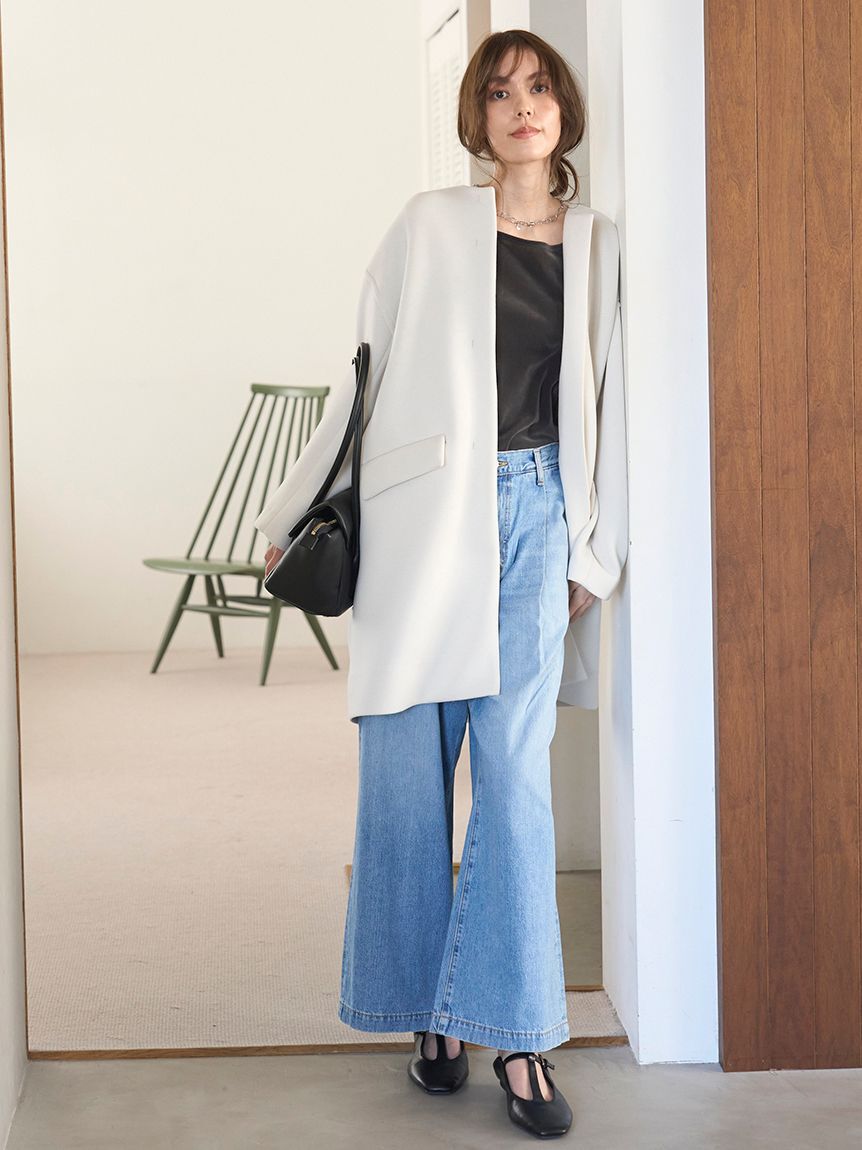 Mila Owen「【WEB限定00サイズ】ルーズフィットタックバギーデニムパンツ」|デニム|