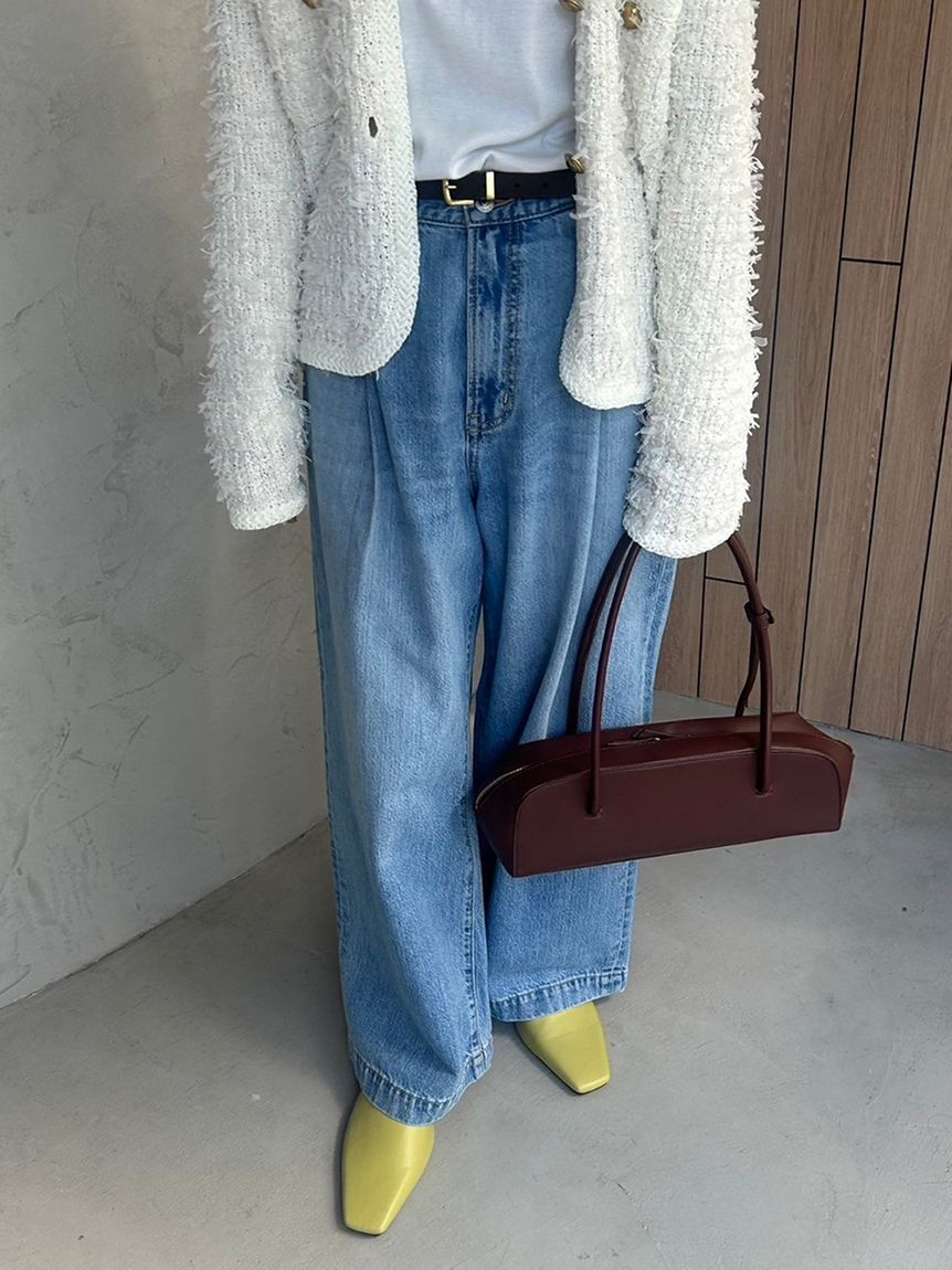 Mila Owen「【WEB限定00サイズ】ルーズフィットタックバギーデニムパンツ」|デニム|