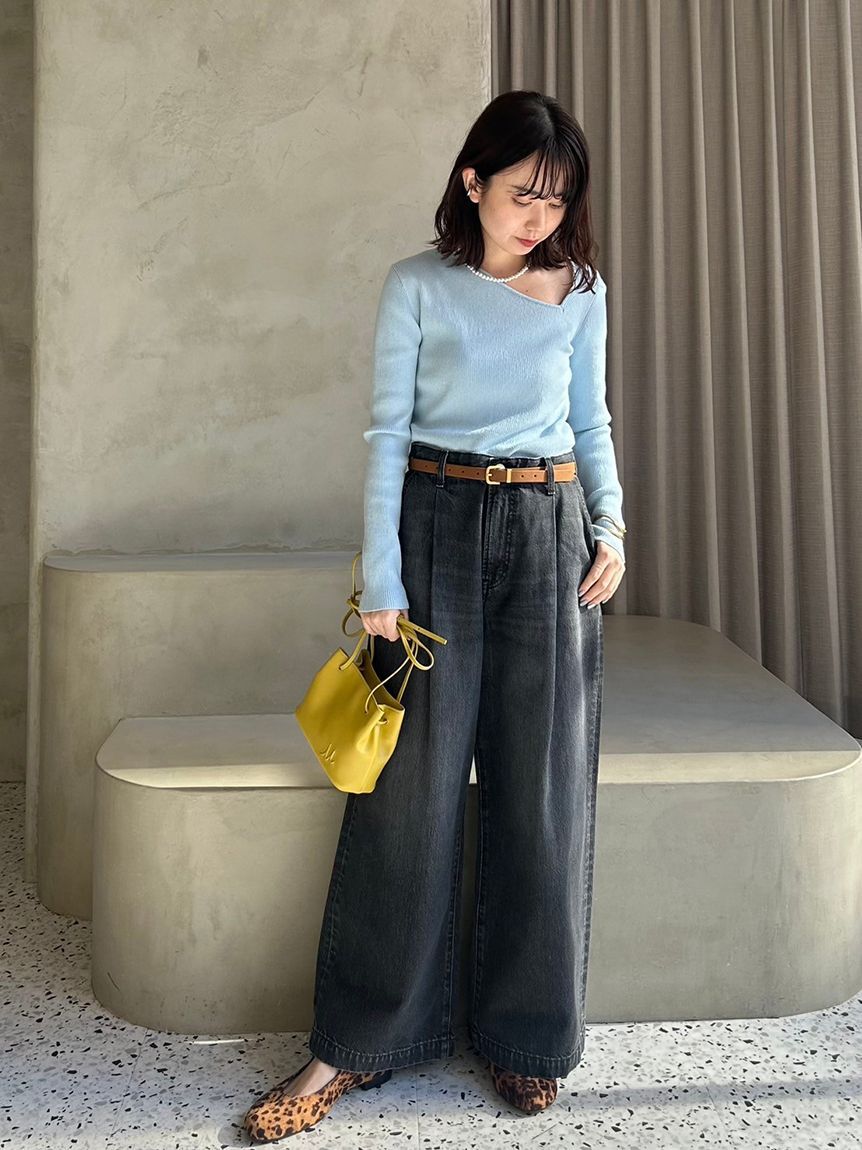 Mila Owen「【WEB限定00サイズ】ルーズフィットタックバギーデニムパンツ」|デニム|