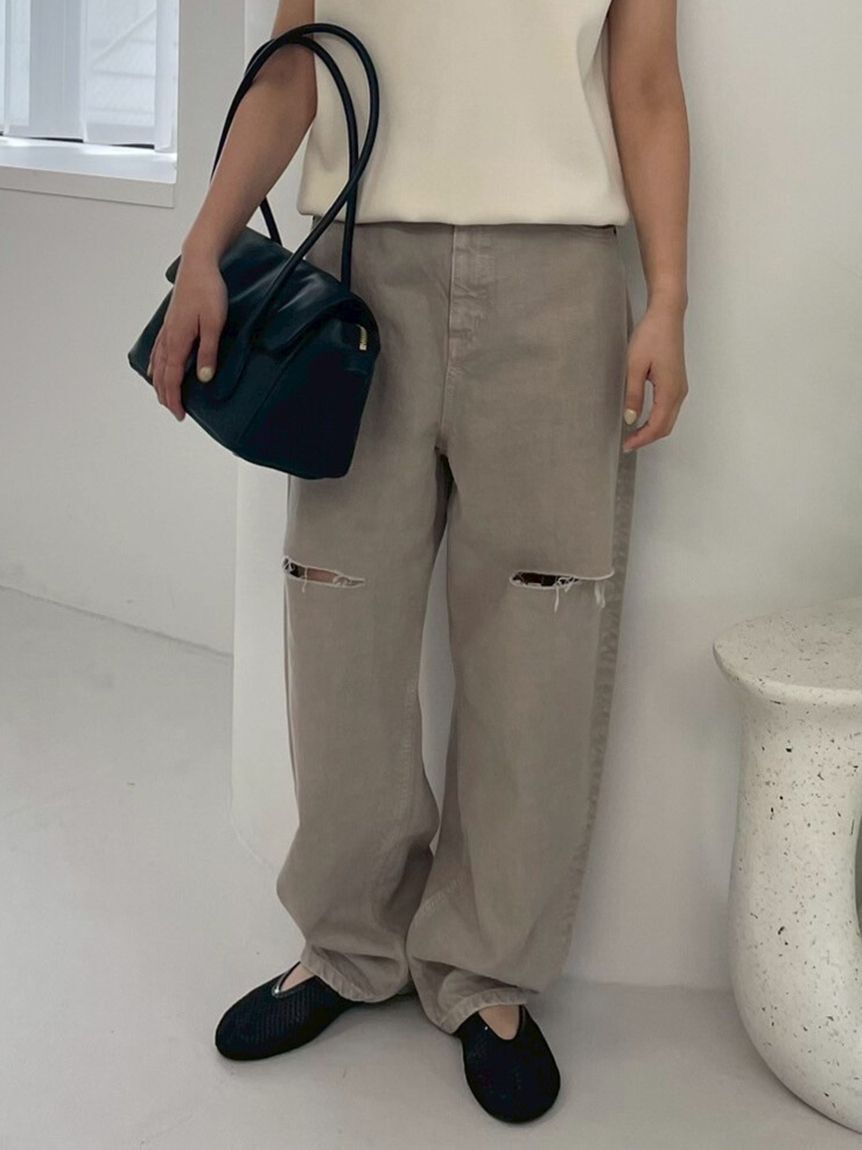 Mila Owen「【WEB限定00サイズ】ワイドテーパードカットアウトデニムパンツ」|デニム|LGRY