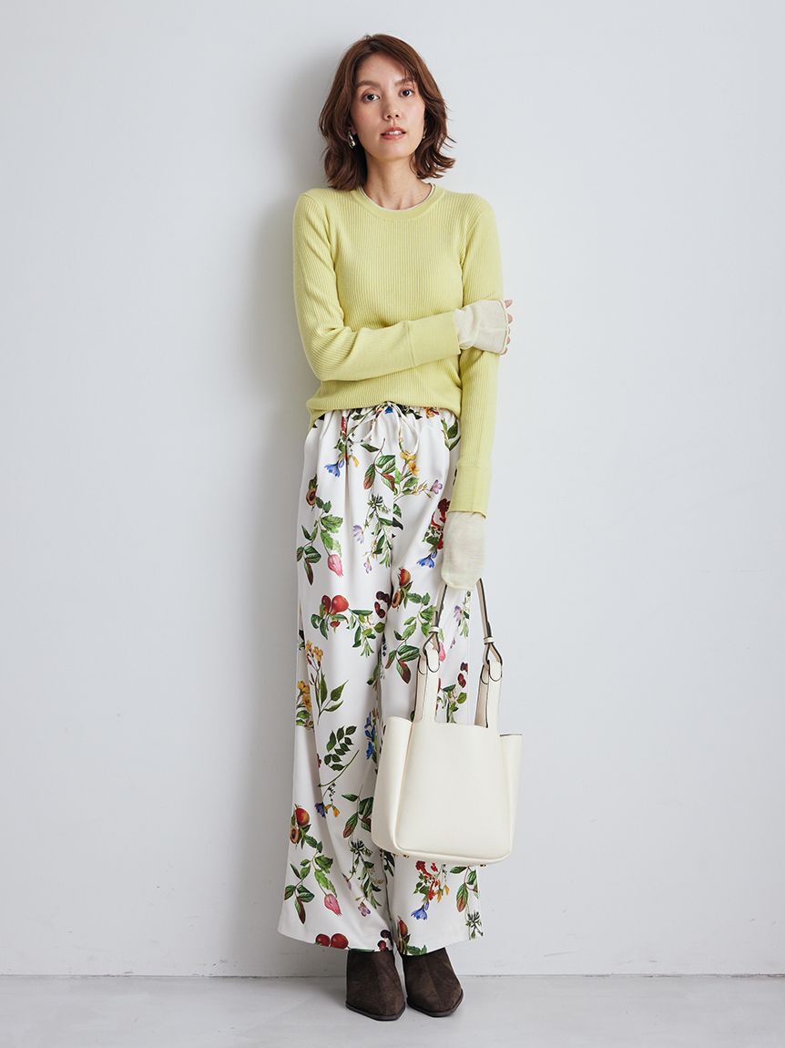 Mila Owen「【00サイズあり】ボタニカルウエストゴムイージーパンツ」|チノ|