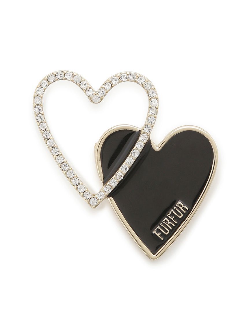 FURFUR「【限定カラー】ダブルハートモチーフブローチ」|ブローチ・コサージュ|BLK