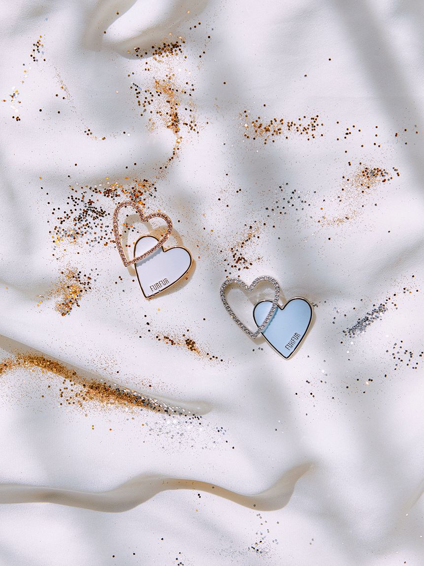 FURFUR「【限定カラー】ダブルハートモチーフブローチ」|ブローチ・コサージュ|