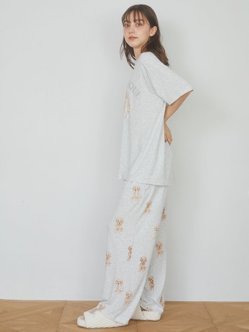 gelato pique「【ラッピング済み】トイプードルワンポイントTシャツ＆ロングパンツSET」|ルームウェア|