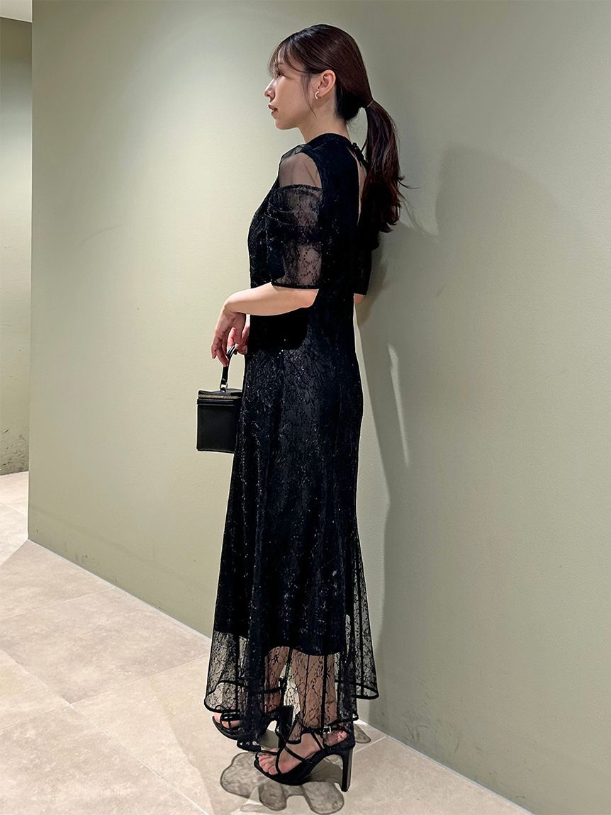 SNIDEL「スパンコールレースドレス」|ドレス|