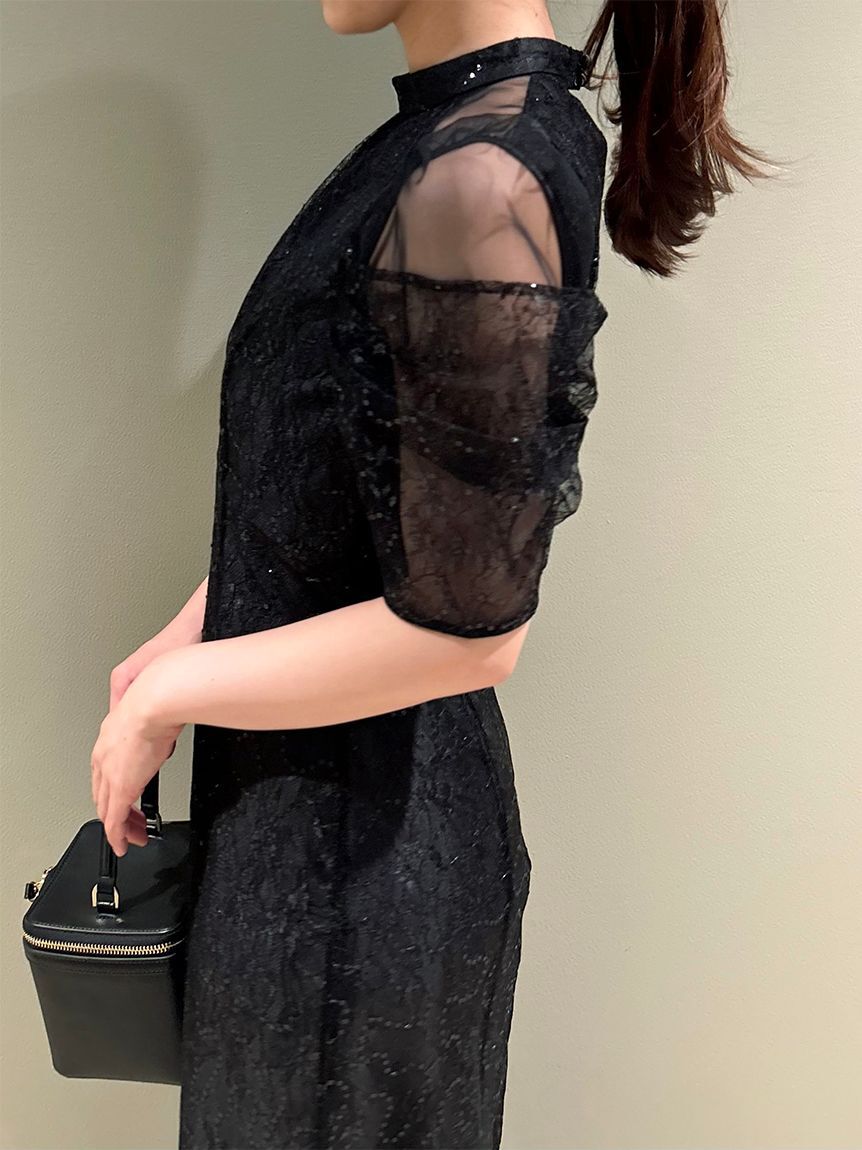 SNIDEL「スパンコールレースドレス」|ドレス|