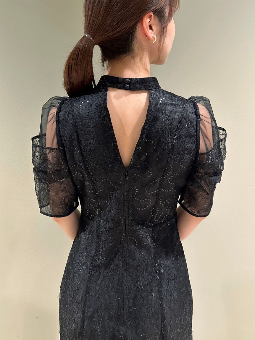 SNIDEL「スパンコールレースドレス」|ドレス|
