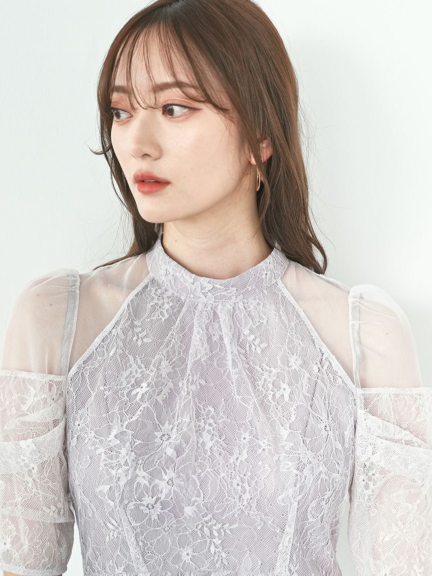 SNIDEL「スパンコールレースドレス」|ドレス|