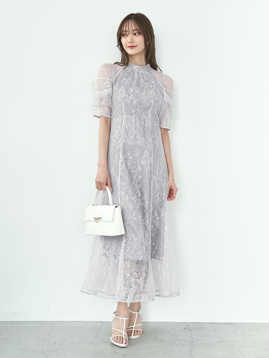 SNIDEL「スパンコールレースドレス」|ドレス|