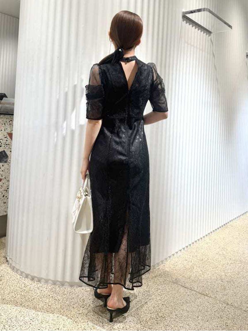 SNIDEL「スパンコールレースドレス」|ドレス|