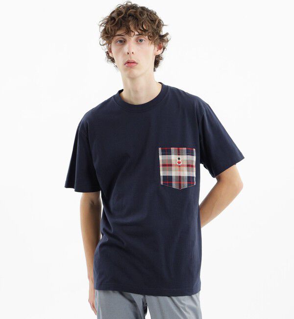 MACKINTOSH PHILOSOPHY「バッキンガムベア チェックポケット半袖Tシャツ」|Tシャツ・カットソー|ネイビー