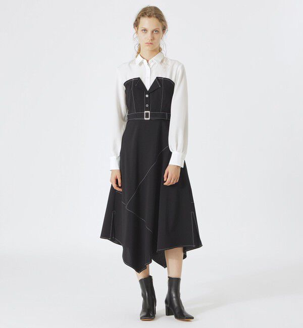  「ブラックビスチェコンビワンピース」|ワンピース|