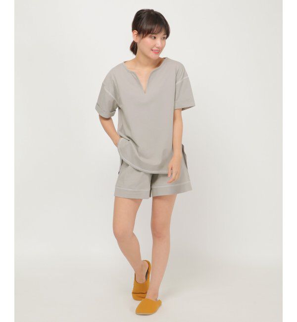 IKKA LOUNGE「配色ステッチキーネックT」|シャツ・ブラウス|