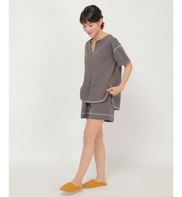 IKKA LOUNGE「配色ステッチキーネックT」|シャツ・ブラウス|