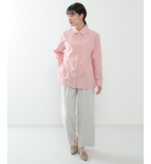 ikka「【イージーケア】ストライプ長袖シャツ」|シャツ・ブラウス|