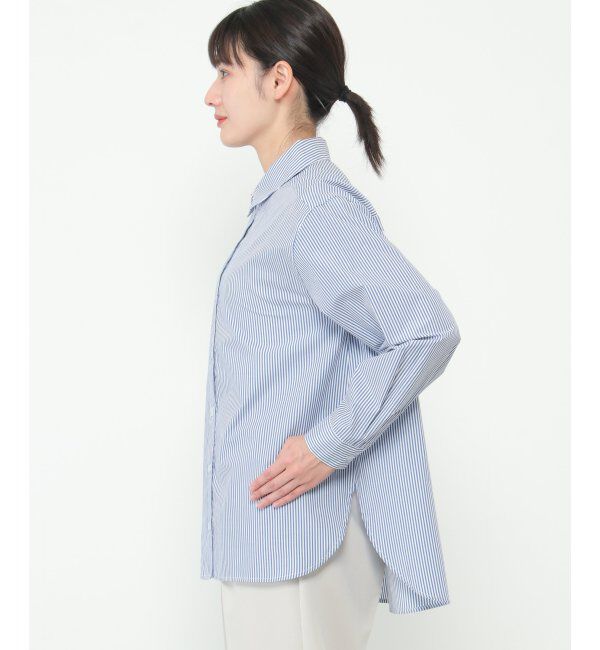 ikka「【イージーケア】ストライプ長袖シャツ」|シャツ・ブラウス|