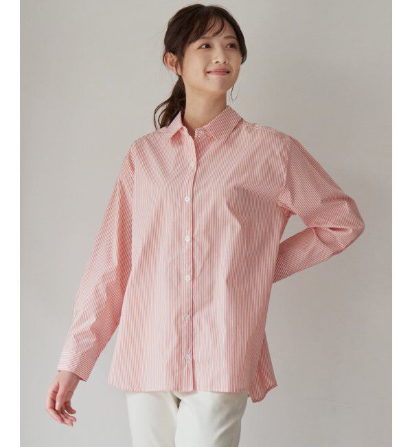 ikka「【イージーケア】ストライプ長袖シャツ」|シャツ・ブラウス|