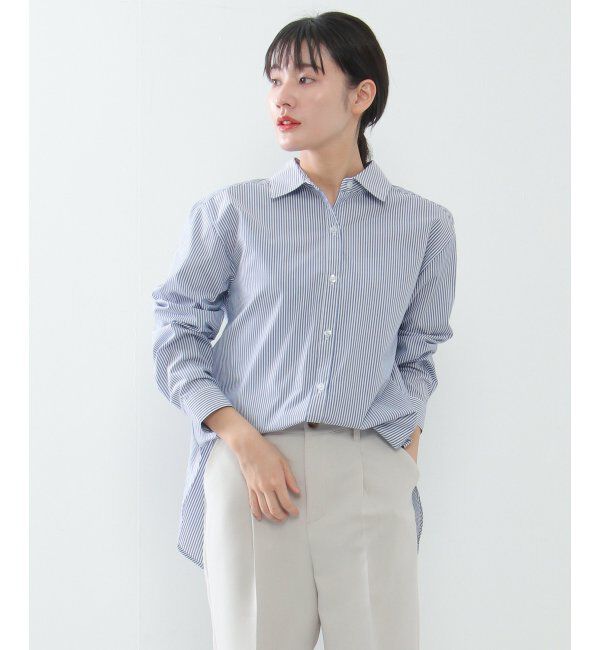 ikka「【イージーケア】ストライプ長袖シャツ」|シャツ・ブラウス|