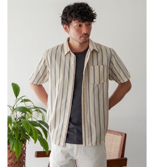 ikka「パナマレギュラーカラー半袖シャツ」|シャツ・ブラウス|ベージュ