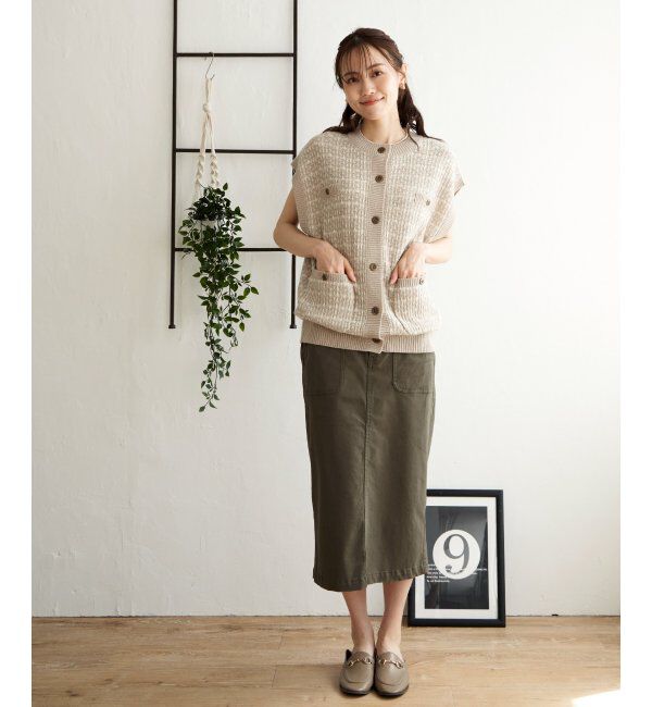 ikka「ツイードライクVネックベスト」|ニット・セーター|