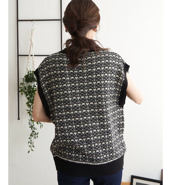 ikka「ツイードライクVネックベスト」|ニット・セーター|