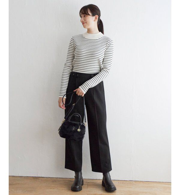 ikka「抗菌モックネックリブニット」|プルオーバー|