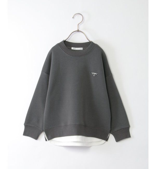 ikka kids「裏起毛裾レイヤードワッペントレーナー（120~160cm）」|Tシャツ・カットソー|