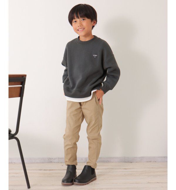 ikka kids「裏起毛裾レイヤードワッペントレーナー（120~160cm）」|Tシャツ・カットソー|