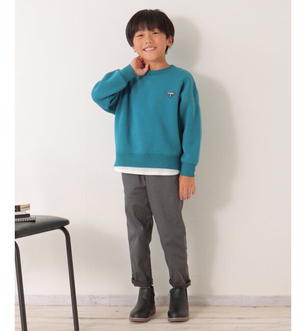 ikka kids「裏起毛裾レイヤードワッペントレーナー（120~160cm）」|Tシャツ・カットソー|
