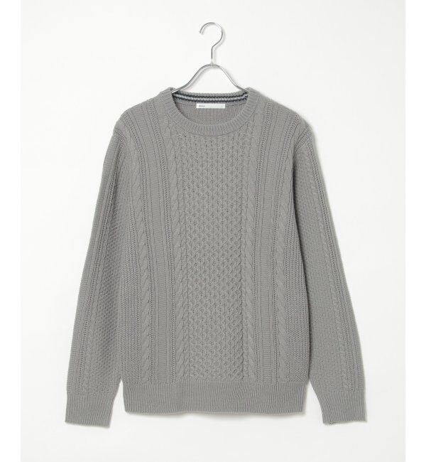 ikka「抗菌アランケーブルリサイクルニット」|プルオーバー|
