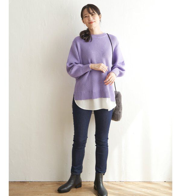 ikka「裾レイヤードニットプルオーバー」|プルオーバー|