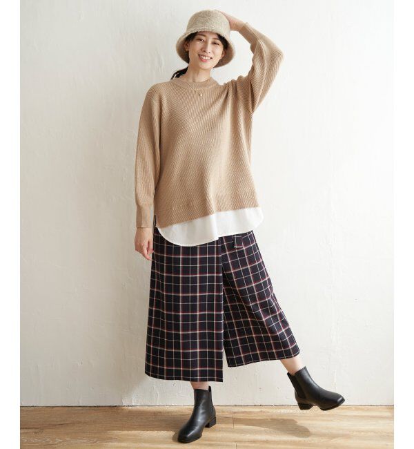 ikka「裾レイヤードニットプルオーバー」|プルオーバー|