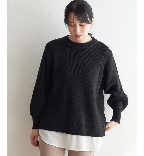 ikka「裾レイヤードニットプルオーバー」|プルオーバー|