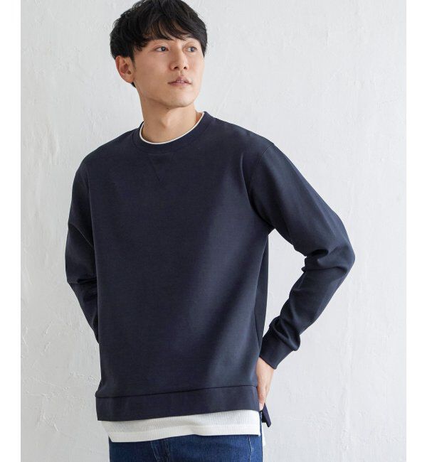 ikka「【抗菌防臭】GOKU楽ダンボールフェイクプルオーバー」|パーカー|ネイビー