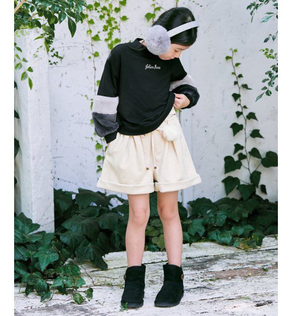 ikka kids「袖フェイクファー刺繍裏毛プルオーバー（120~160cm）」|Tシャツ・カットソー|