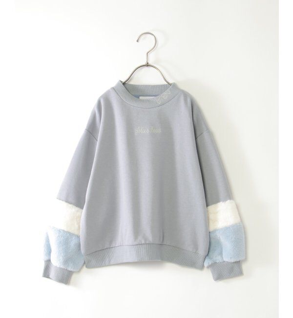 ikka kids「袖フェイクファー刺繍裏毛プルオーバー（120~160cm）」|Tシャツ・カットソー|