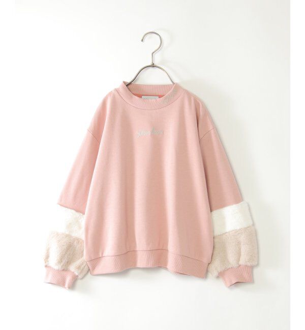 ikka kids「袖フェイクファー刺繍裏毛プルオーバー（120~160cm）」|Tシャツ・カットソー|