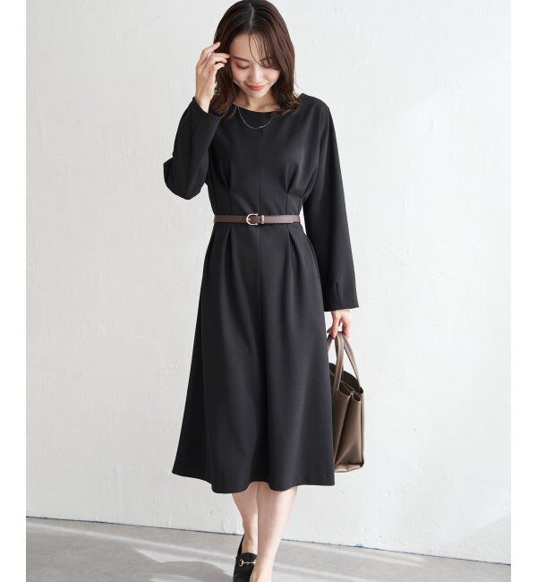 IKKA LOUNGE「カットジョーゼットタックワンピース」|ドレス|