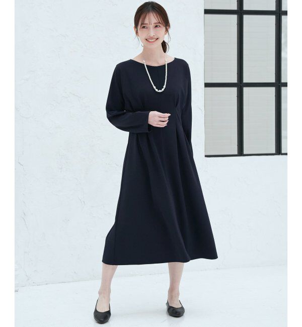 IKKA LOUNGE「カットジョーゼットタックワンピース」|ドレス|