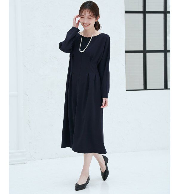 IKKA LOUNGE「カットジョーゼットタックワンピース」|ドレス|