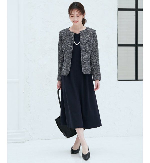 IKKA LOUNGE「カットジョーゼットタックワンピース」|ドレス|