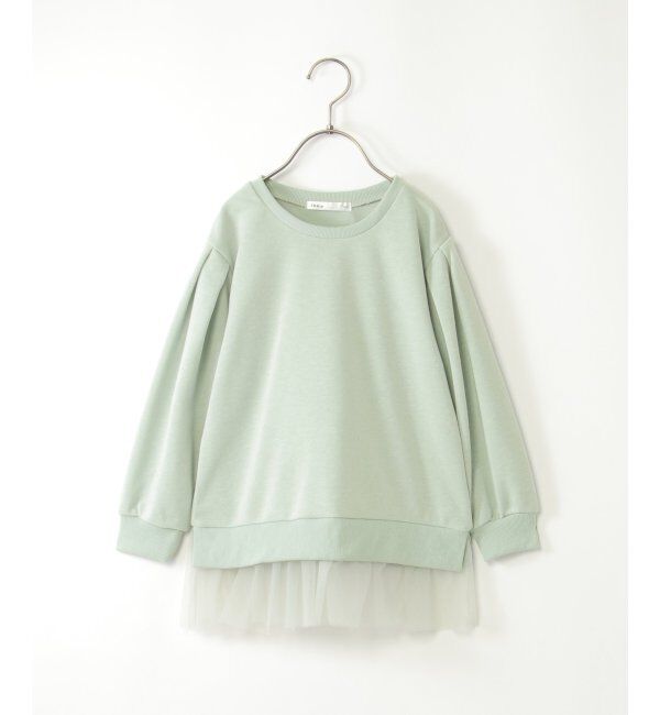 ikka kids「裾チュールミニ裏毛プルオーバー（120~160cm）」|Tシャツ・カットソー|ミントグリーン