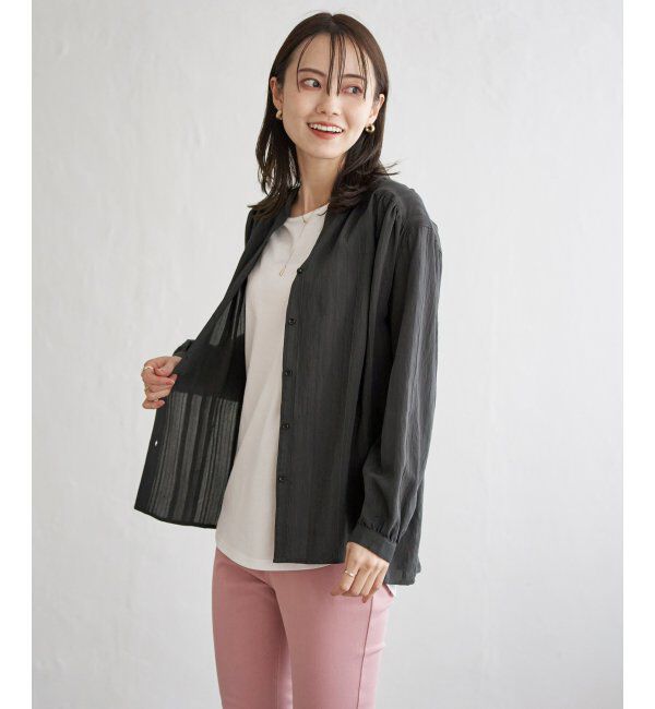 ikka「【雑誌InRed5月号掲載】シアーバックリボンブラウス」|シャツ・ブラウス|チャコール