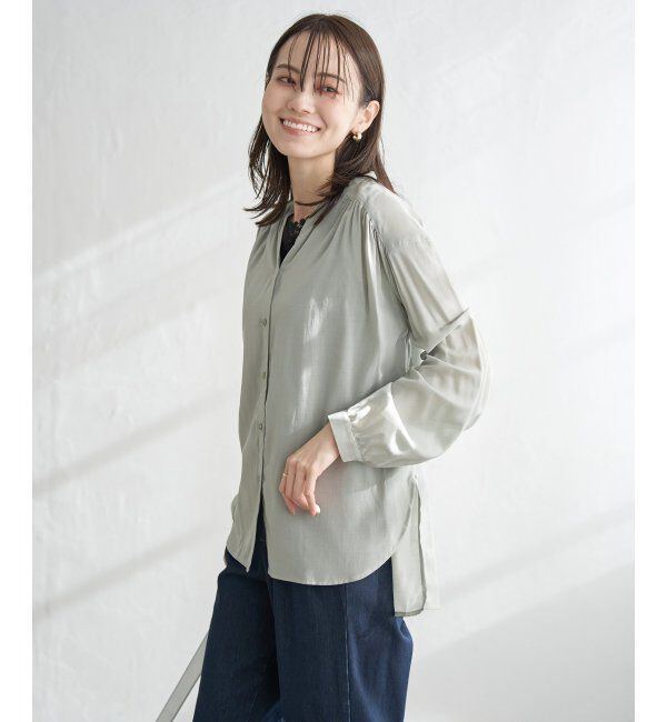 ikka「【雑誌InRed5月号掲載】シアーバックリボンブラウス」|シャツ・ブラウス|ミントグリーン