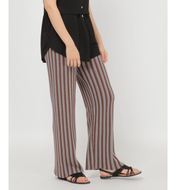 Lbc with Life「ニットストライプパンツ」|その他|ブラウン