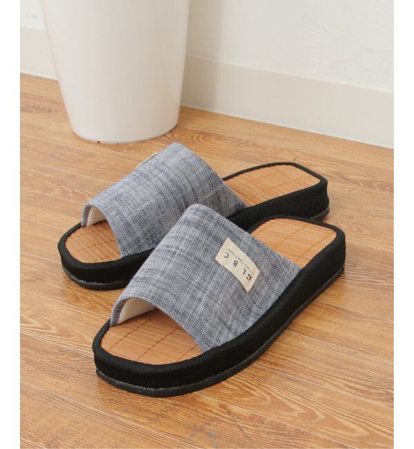 Lbc with Life「茶竹無地厚底スリッパ」|ルームシューズ|ネイビー