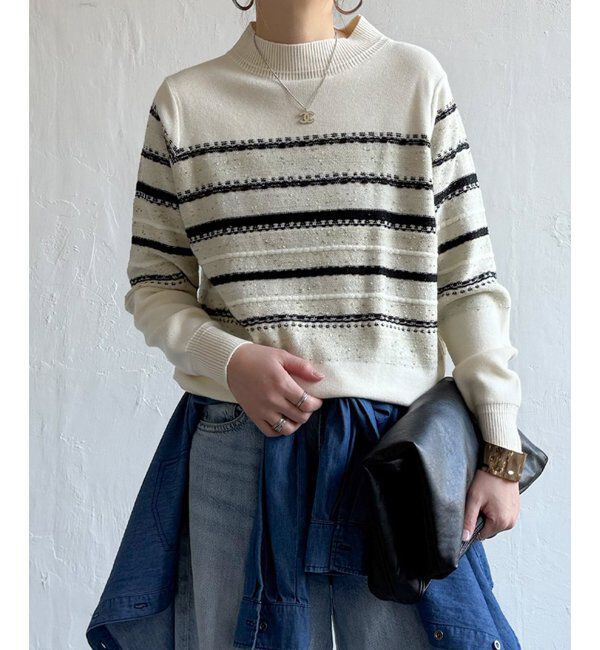 Lbc with Life「ラメネップボーダーニットPO」|カーディガン|